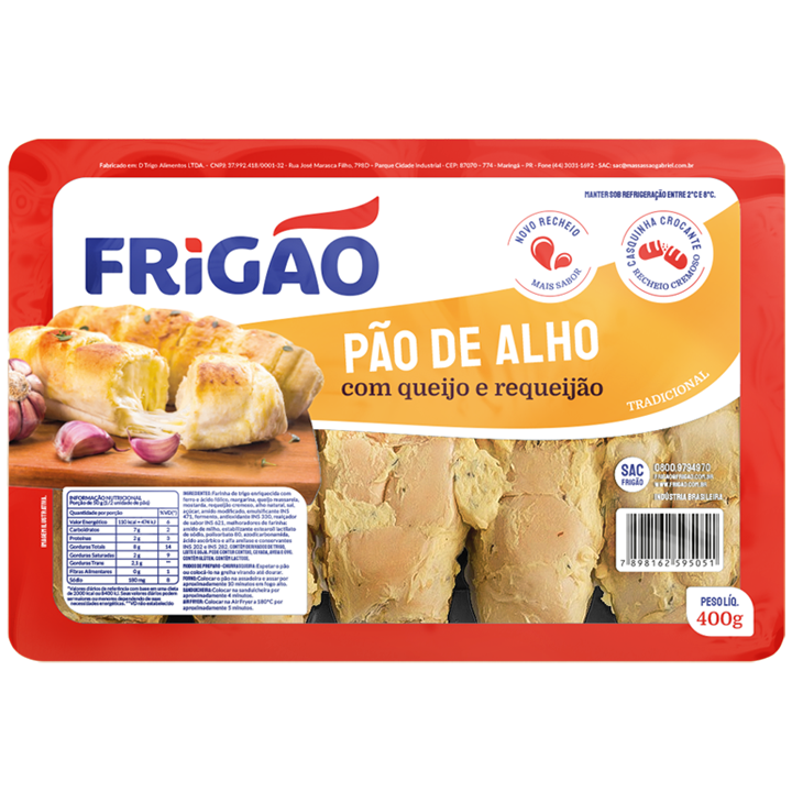 PAO DE ALHO QUEIJO/REQUEIJAO 400GR